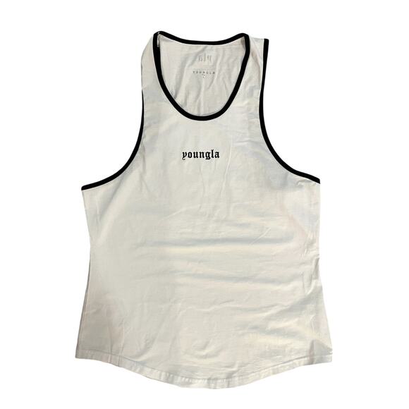 YoungLA White & Black Trim Tank Top (Medium) - Picture 1 of 3